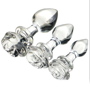 Plug anal transparent en verre rose, grande taille, pour adultes - Product Image 1