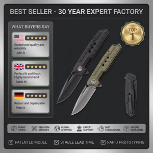 Couteau pliant tactique professionnel de chasse avec lame en acier D2, poignée en G10, roulement à billes, logo personnalisé OEM - Product Image 4