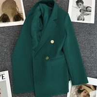 T26591 Jaket Wanita Kancing Ganda Musim Semi Gugur 2026 Versi Korea Selebriti Internet Mantel Wanita Elegan Jas Bisnis Wanita