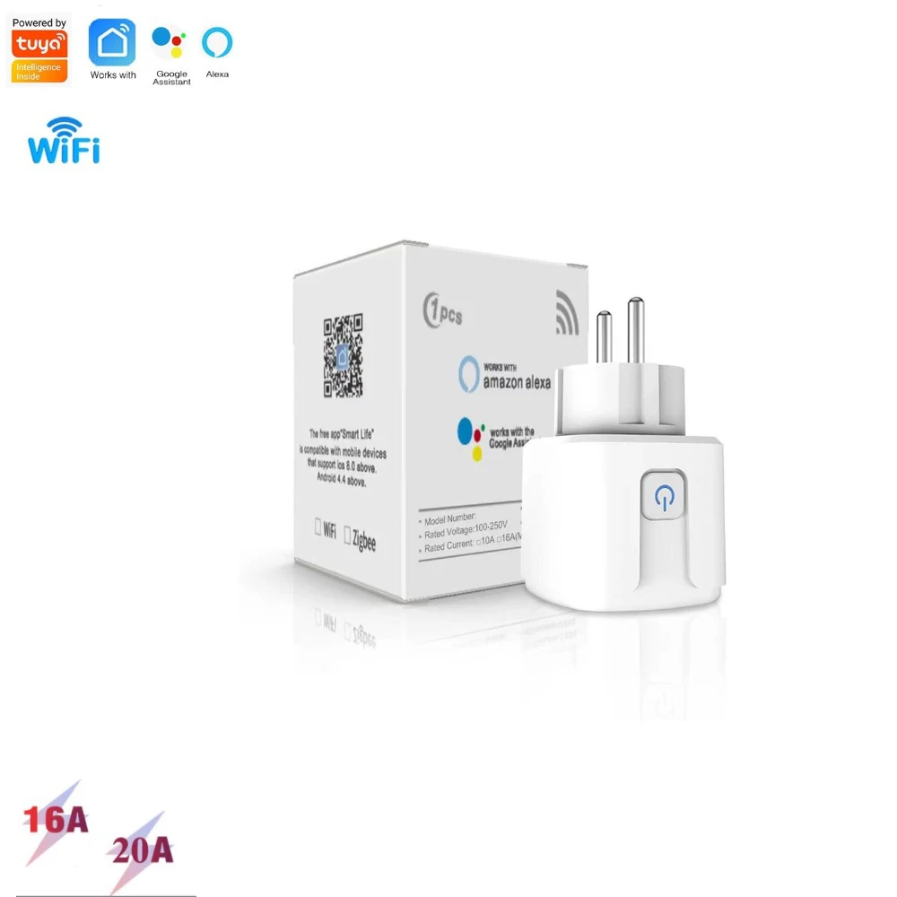 הסיטונאי טוויה zigbee wifi חכם תקע eu שקע תקע עם צג כוח 16 א/20a 110v 240 עבור מכשירים ביתיים