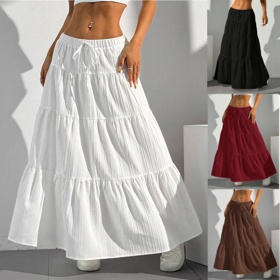 Maxi Skirt Flowy Mini Skirt Modestly Tiered Ruffle Long Skirts