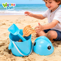WANNA FUN Jeux de plage écologiques multicolores pour enfants, jouets de plage en plastique d'été, ensemble seau et pelle, jouet de plage en bord de mer