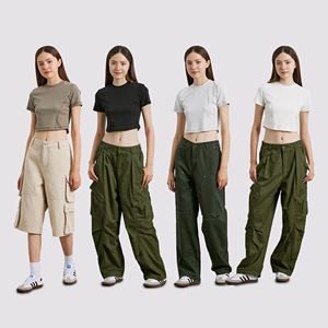 Y2K American Retro Short Tee Haut court côtelé pour femme pour un style polyvalent - Product Image 3