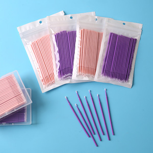 Coton-tiges jetables en nano-coton à pointe ultra-fine, monocouche, ronds, pour le démaquillage, violet rose, sachet de 100 pièces, multi-usages - Product Image 3