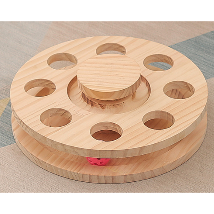 Wholesale solid wood turntable cat toy sisal grinding claw amusing one cat scratching board cat toy