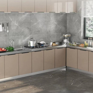 Armadio moderno da esterno in acciaio inossidabile semplice lavabo da stufa multifunzionale armadio integrato assemblato a parete 5 - Product Image 1