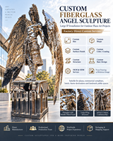 Sculpture d'ange guerrier personnalisée en fibre de verre polie miroir, Art public extérieur pour place publique, Installation de monument artistique, Fabricant de statues d'anges