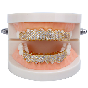 En gros Grillz dentaires Hip Hop Iced Out plaqué or 18K et platine, crocs de rappeur, bijoux corporels, cadeau - Product Image 6