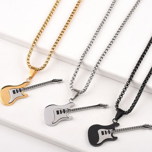 Haute Qualité Étanche En Acier Inoxydable Guitare Pendentif Hip-Hop Bijoux Street Style Électronique Musical Charme Collier Pour Hommes - Product Image 2