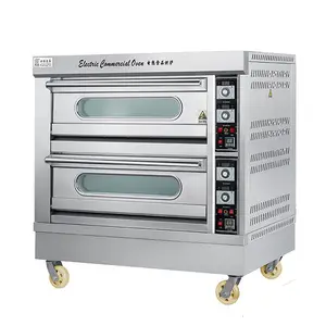 传统商业面包烘焙电烤箱2甲板4托盘热板烘焙