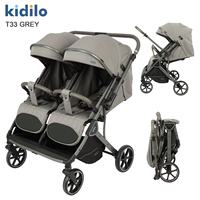 Poussette compacte et légère Kidilo en alliage d'aluminium pliable pour jumeaux, poussette double pour bébé et tout-petit
