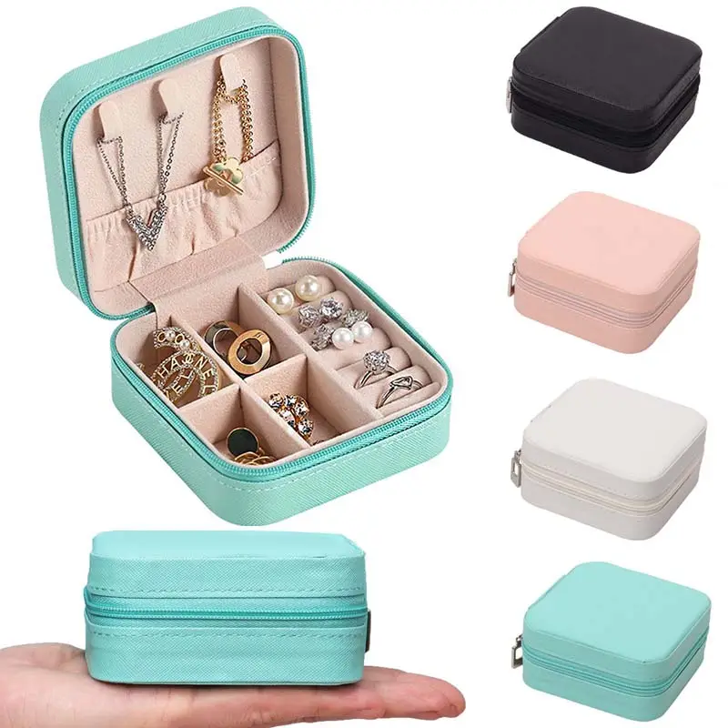 Portable Jewelry Box Women Rings Earrings Necklaces Display Storage Organizer Travel Mini Jewelry Travel Case