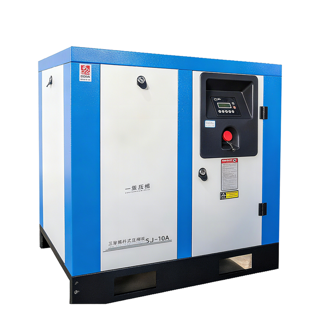 10HP 7.5KW Large Industrial Screw Type Air Compressor AC Power 380V Air Cooled Stationary Direct Drive Air Dryer Engine Motor