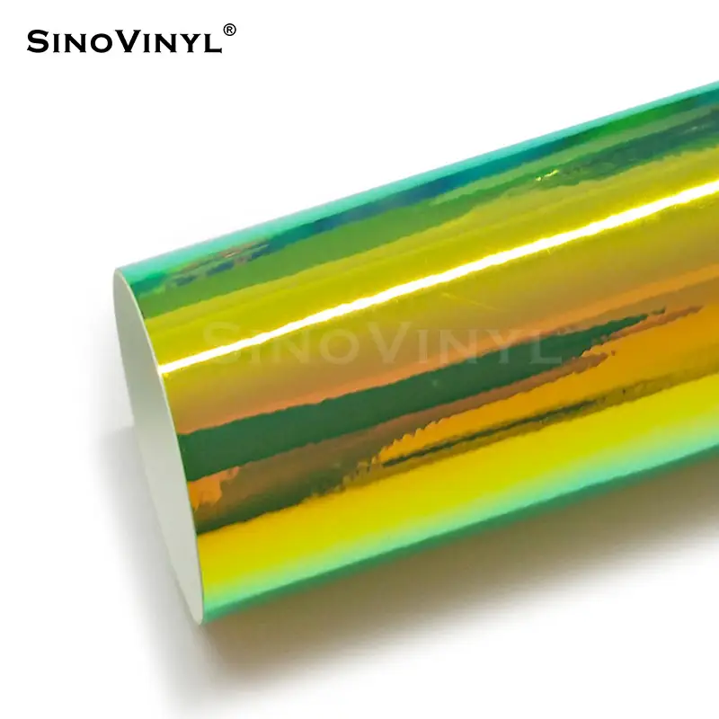 SINOVINYL 8704 cromo arco iris de cristal verde holográfico decoración gráfico DIY rollos de vinilo Plotter de corte películas