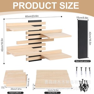 Estante de almacenamiento de madera para montar en la pared, color natural, rectangular, tamaño personalizado, estante flotante para baño, sala de estar, exhibición en esquina - Product Image 4