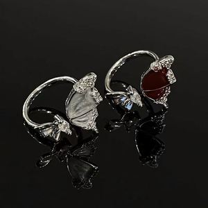 Bague ajustable délicate en zircon papillon pour femme, bijoux punk exquis en émail et zircon pour femme - Product Image 5