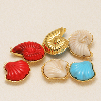Pendentifs en forme de grand escargot de mer 48*34mm et de grande coquille 37mm, en acier inoxydable plaqué or 18 carats avec émail, pour la fabrication de bijoux