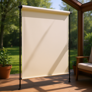 Persiana Enrollable Exterior Color Crema de 59.1"x106.3" con Bloqueo UV, Minimalista, para Puerta de Patio - Product Image 2