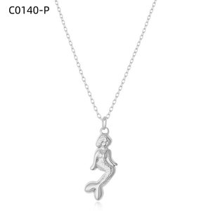 Collar con Colgante de Sirena Amy Amy, Cadena de Aleación Plateada, Joyería de Moda para Mujer, Uso Diario, Regalo - Product Image 1