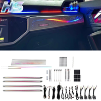 Kit d'éclairage d'ambiance pour l'intérieur de la voiture 6 en 1 10 en 1 64 couleurs, bandes et panneaux en grain de bois argent mat pour Audi Q3 2019-2025