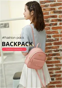 Mini sac à dos <span class=keywords><strong>femme</strong></span> en cuir PU, sac à bandoulière multifonction, petit sac à dos scolaire pour <span class=keywords><strong>femme</strong></span> L0510 - Product Image 3