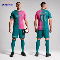 Ensemble de maillots de football personnalisés avec logo d'équipe, uniforme de match de football entièrement sublimé, 100% polyester, séchage rapide, respirant, SAIWIN