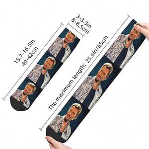 Chaussettes personnalisées pour hommes, mignonnes, Johnny Hallyday, chaussettes unisexes, chaudes et confortables, imprimées en 3D, style chanteur français - Product Image 3