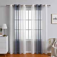 Cortinas de Poliéster Transparentes con Degradado y Ojales, Semi-sombreadas para Salas de Estar, Dormitorios, Balcones y Ventanas Abatibles