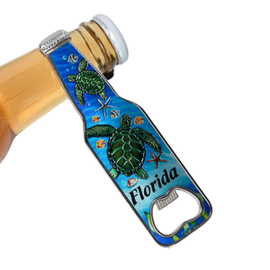 Fábrica de estilo personalizado recuerdo hoja de estaño cepillado plateado Acero inoxidable fundido a presión estampado abrebotellas nevera - Product Image 1