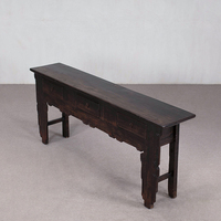 Table console d'angle vintage en bois massif sculpté, trois tiroirs, table d'appoint de luxe antique pour la décoration d'hôtels et de villas, écologique