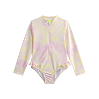 Maillot de bain une pièce à manches longues avec fermeture éclair pour petites filles, imprimé poire, protection solaire UPF 50+