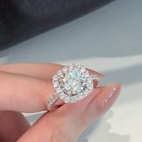 Bague en argent sterling S925 avec moissanite 2 carats certifiée GRA, modèle petit cube de sucre, fabrication usine