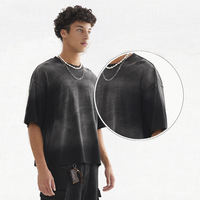 T-shirts personnalisés décontractés en tricot 100% coton 280 grammes respirants avec imprimé graphique, col rond, longueur normale, coupe ample, surdimensionnés, courts pour hommes