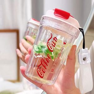 Taza de Café de Plástico Transparente de 500 ml, Taza Portátil con Correa de Transporte - Product Image 3