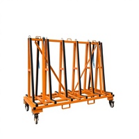 SANDE Étagère de présentation en acier en forme de A personnalisée avec chariot de transport à quatre roues pour dalles de granit, marbre et pierre