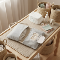 Pochette à couches en coton avec logo personnalisé, étui pour lingettes humides, grande capacité, trousse de toilette