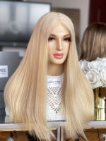 Perruque Casher SHY Factory Design, couleur blond clair, cheveux humains naturels, bonnet médical, couleur personnalisée, sur mesure