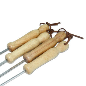 Brochetas de 51 cm para Asar, Pinchos de Acero Inoxidable Reutilizables para Barbacoa, Varillas para Barbacoa con Mango de Madera, Venta al por Mayor - Product Image 2