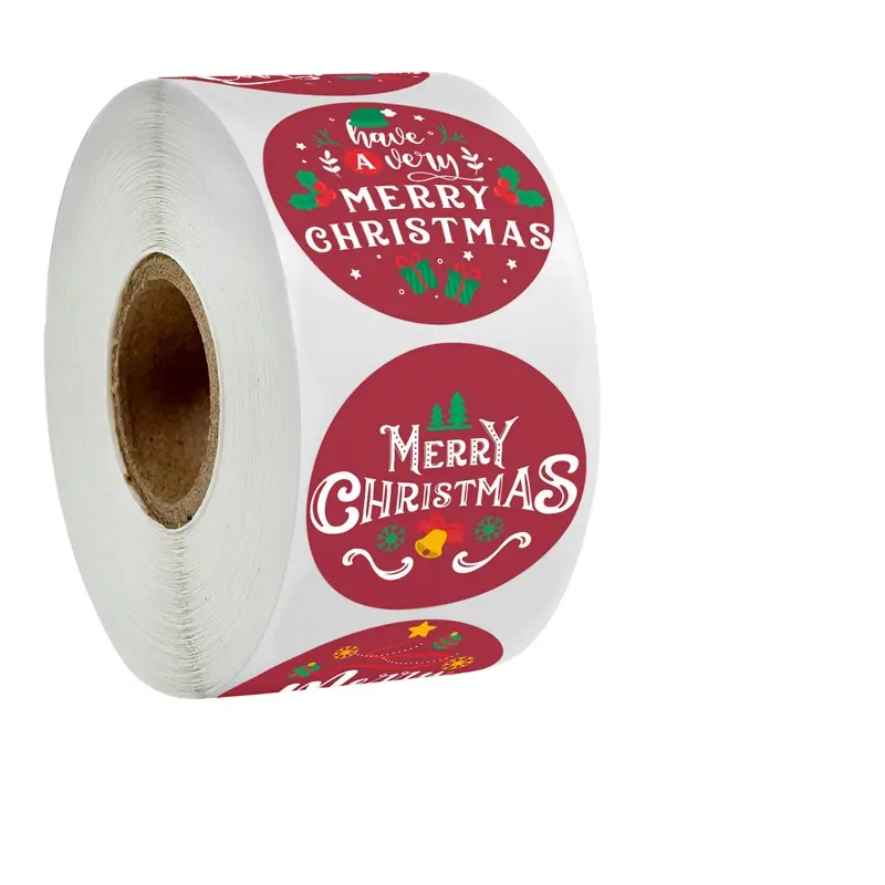 Individuelles Logo Weihnachts-Aufkleber selbstklebendes Papier Frohe Weihnachten Aufkleber-Etiketten für Geschenk-Tasche-Box Verpackungssiegel