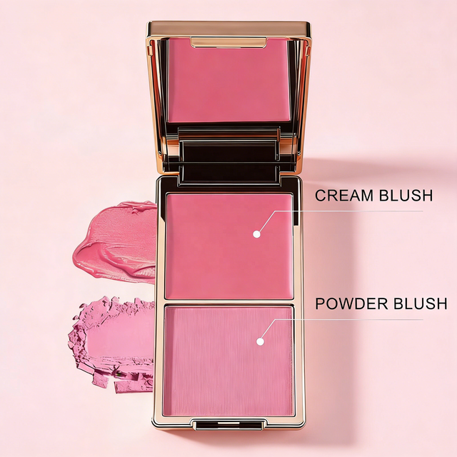 Hot Selling Luxury Gold 12 Colors Cream Powder Blush Private Label Vegan Custom Bronzer Waterproof 2 in 1 Makeup Blush Palette