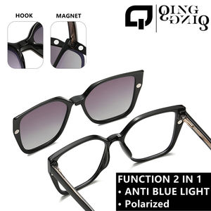 نظارات شمسية TR90 بمشبك مغناطيسي مضادة للضوء الأزرق عدسة TAC مستقطبة للمشي الطبي 2 في 1 وظيفة CP مربع كبير - Product Image 3