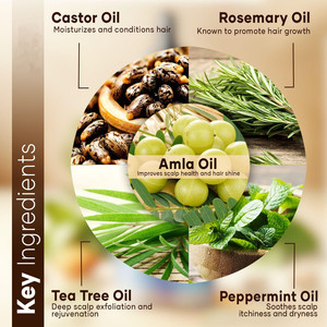 Olio per capelli Amla rosmarino per la crescita dei capelli e il cuoio capelluto secco con menta, ricino, oli di Tea Tree per capelli danneggiati, ricci e crespi - Product Image 2