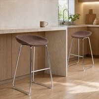 Tabouret de bar moderne minimaliste en métal avec siège et repose-pieds en tissu rembourré pour la maison, la cuisine, le café, le bar
