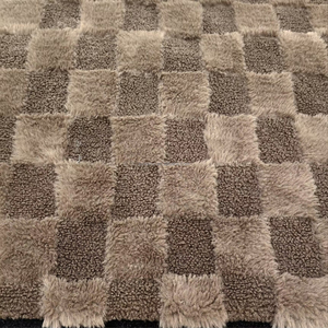 Reciclado reciclado súper suave 100 poliéster piel sintética pelo de conejo Jacquard cuadrado a cuadros tela rejilla polar tela - Product Image 4