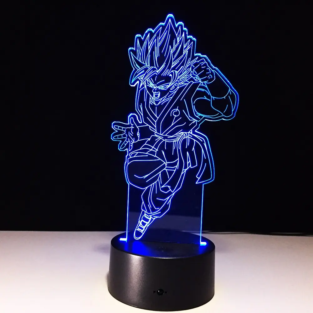 Dragon Ball Wukong 7 Kleuren Lamp 3d Visuele Led Nachtlampjes Voor Kinderen Touch Usb Tafel Lampara Lampe Baby Slapen Nachtlampje