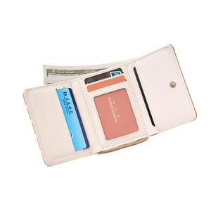 Monedero Corto de Piel Sintética para Mujer, Moderno, con Cierre de Broche, Decoración de Botones, Portátil, con Combinación de Colores, para Uso Diario - Product Image 4