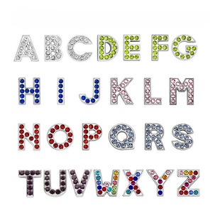 Bán Buôn 8Mm Kẽm Hợp Kim Trượt Quyến Rũ Hợp Kim Rhinestone Chữ Quyến Rũ Pha Lê Kỹ Thuật Số Chuỗi Cho Tự Làm Vòng Đeo Tay Làm Đồ Trang Sức - Product Image 3