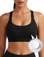 Soutien-gorge de sport élégant pour femme, dos croisé, maintien moyen, respirant, séchage rapide, avec coussinets amovibles pour le yoga, la course et la gym