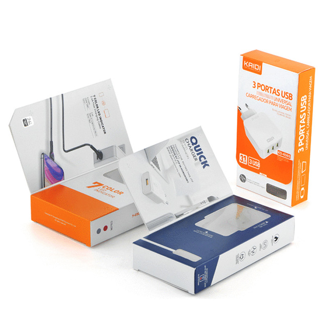 Custom Paper Boxes Packaging Electronic Products Forming Usb Data Cable Charging Cable Accessories White Cardboard Packaging