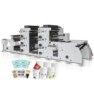 Automatic Flexo Printing Machine Label PVC Film Paper Cup Fan Printing Machine Disposable Coffee Cups Printer
